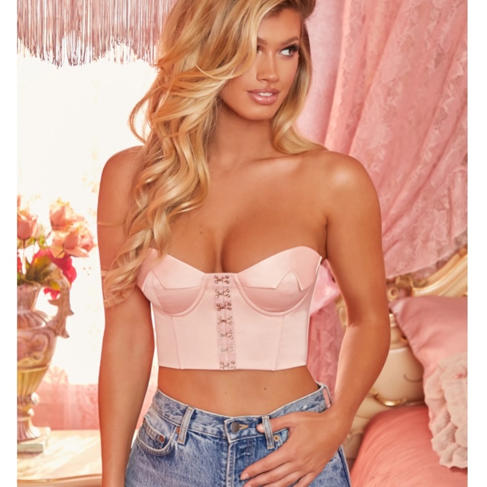 Oh Polly Adore You Underwired Corset Crop Top in Peach